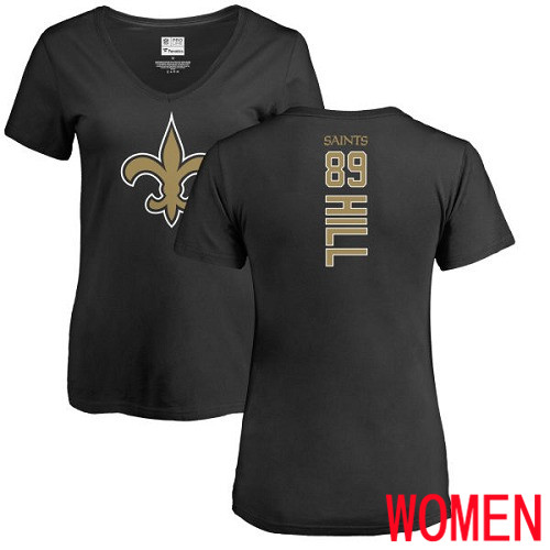 New Orleans Saints Black Women Josh Hill Backer Slim Fit NFL Football #89 T Shirt->nfl t-shirts->Sports Accessory
